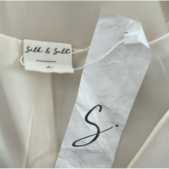 SILK & SALT One Button Long Blazer Ecru Size L NEW - Picture 9 of 10